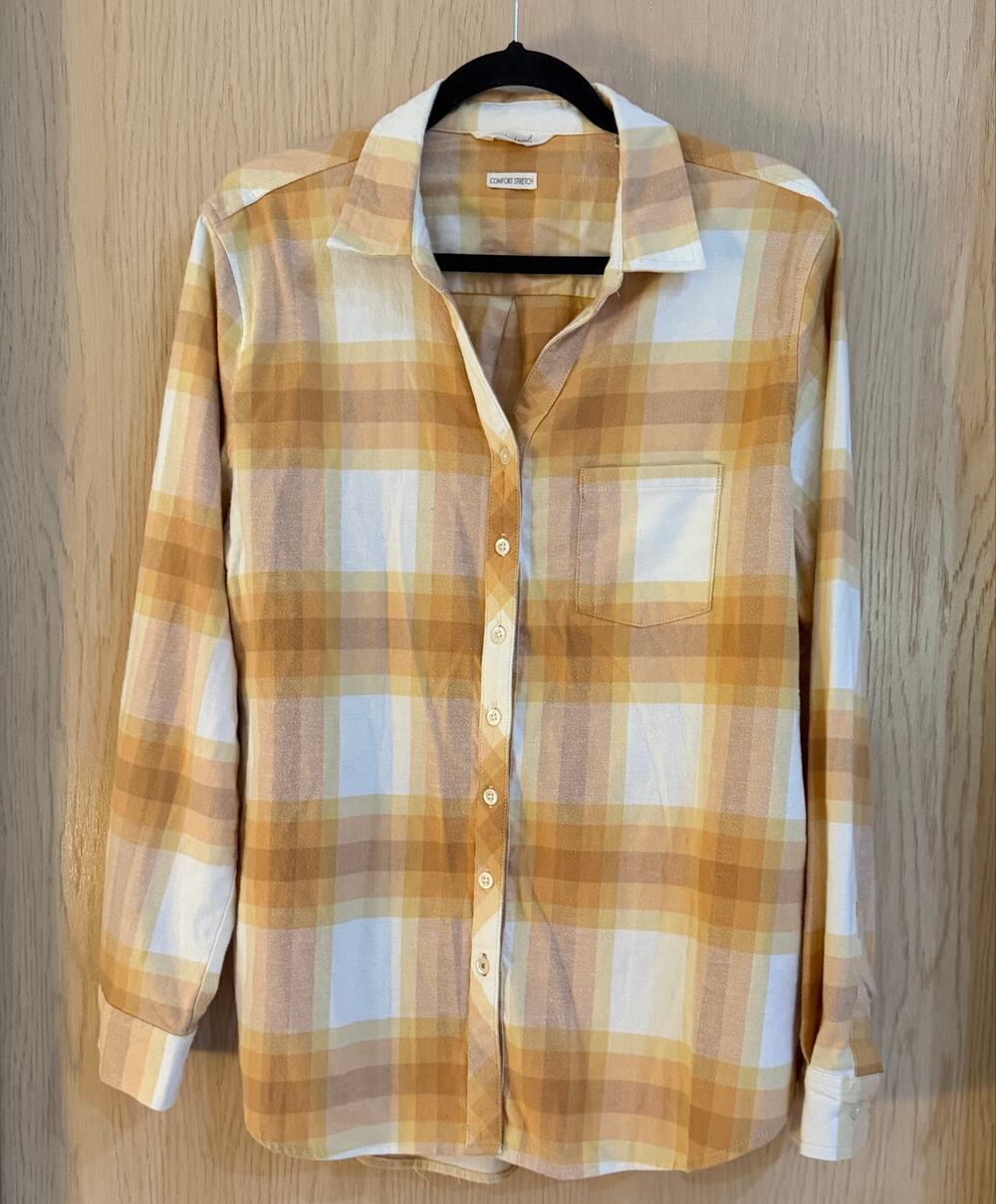 Weatherproof Vintage Women’s L Plaid Comfort Stretch Flannel Shirt Fall